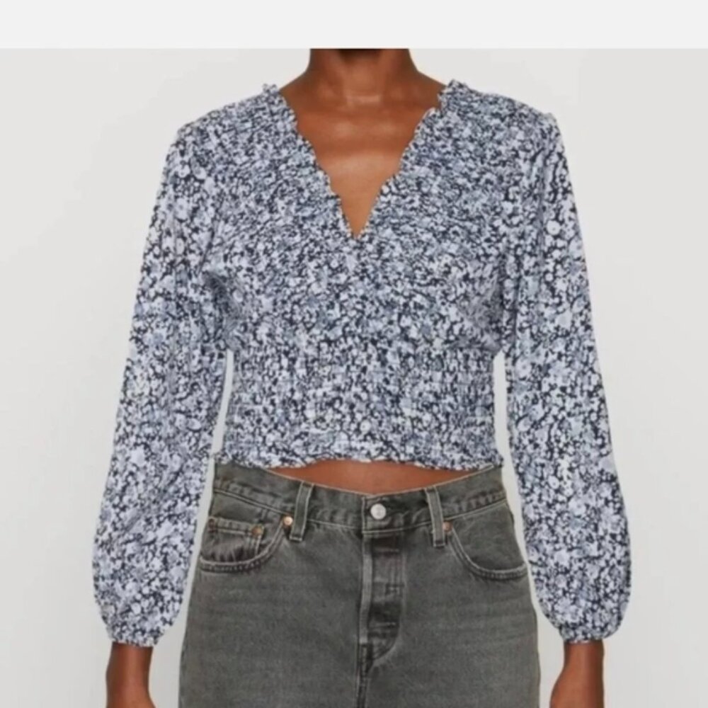 Abercrombie and Fitch floral smocked crop top floral Blue Top